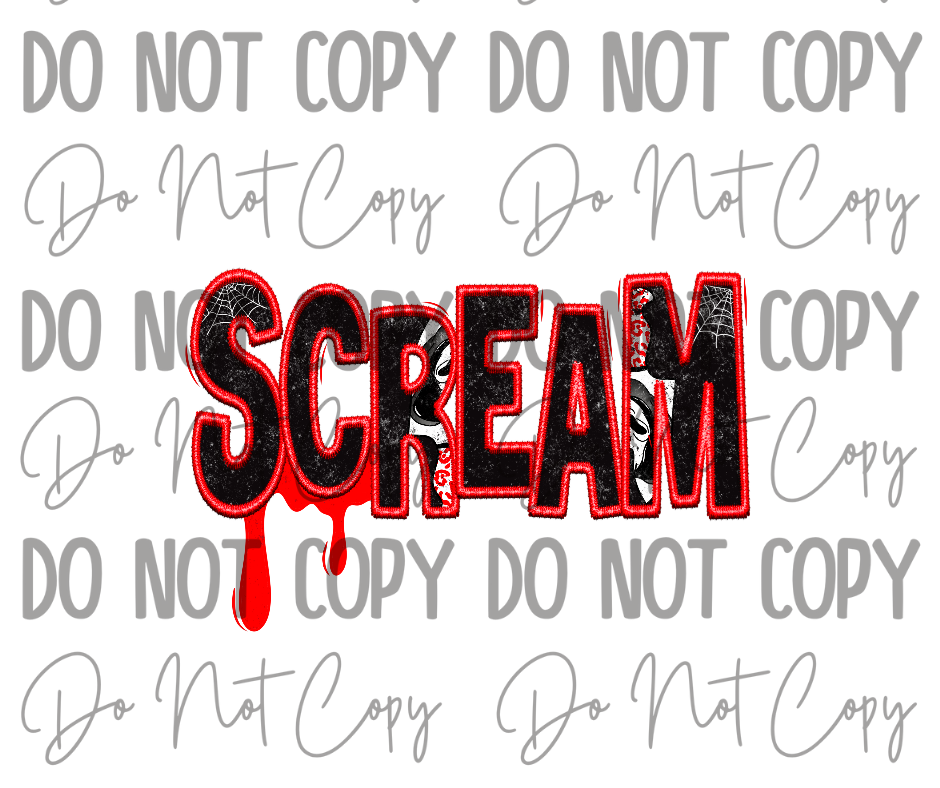 Stitched Scream DTF Transfer