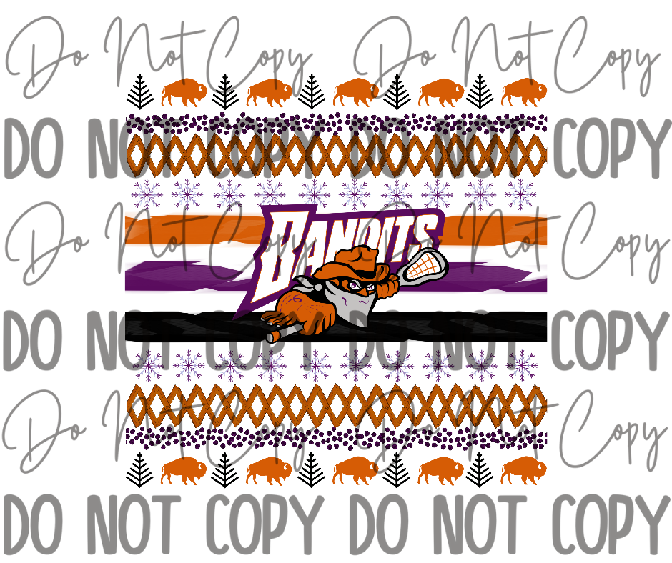 Buffalo Lacrosse Ugly Christmas Sweater DTF Transfer