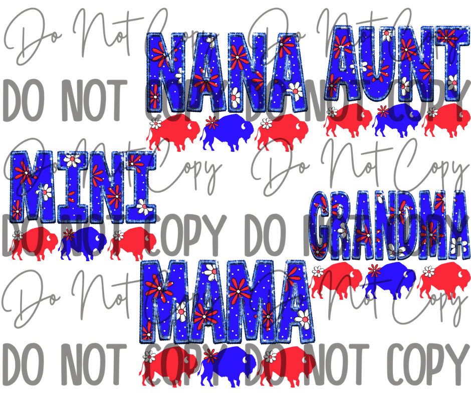 Faux stiched Mama/Grandma/Mini/Aunt/Nana DTF Transfer