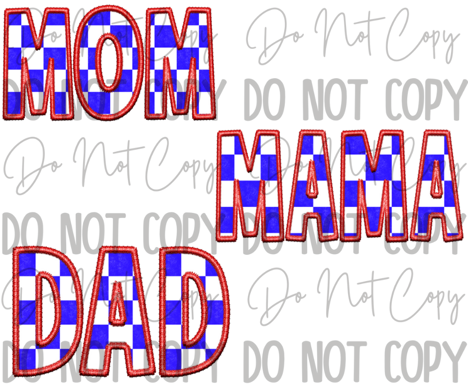 Mom, Mama, Dad Checkered DTF Transfer