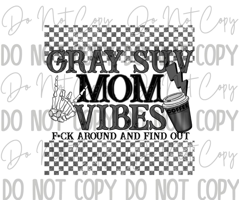 Grey Mom SUV DTF Transfer