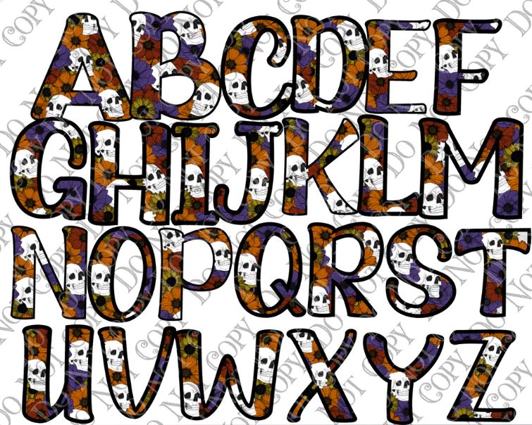 Customizable Faux ABC Halloween Theme DTF Transfer