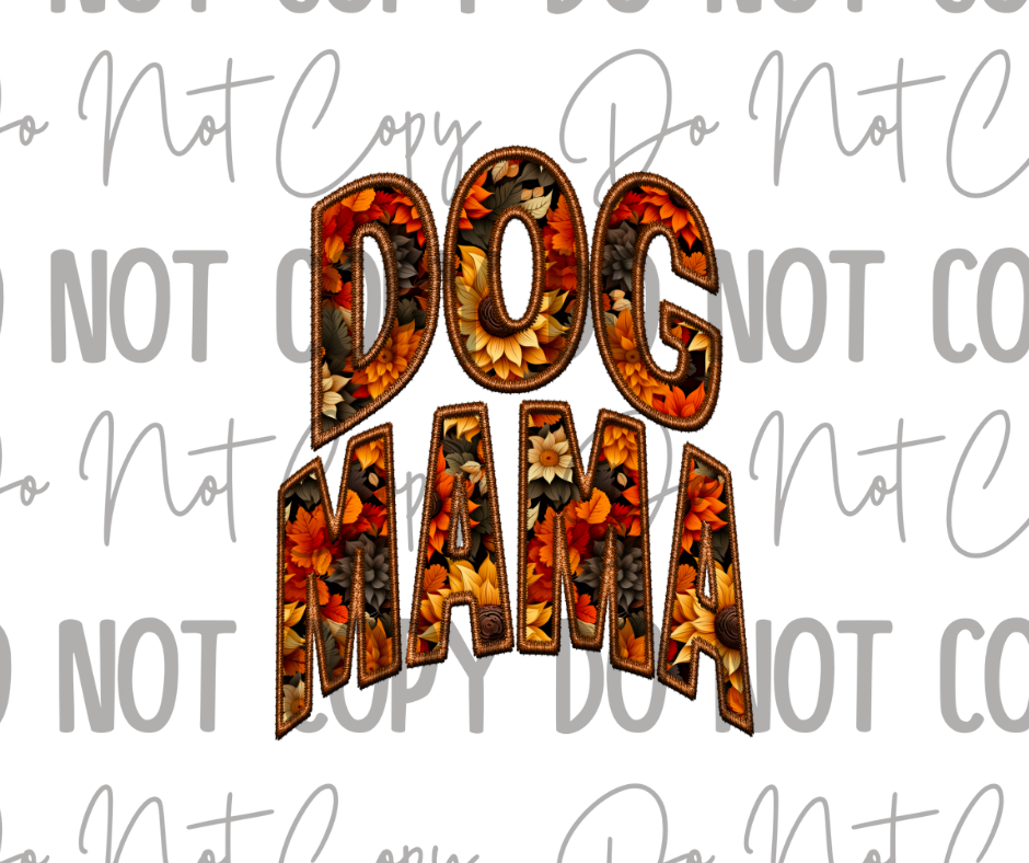 Stitched Fall Dog Mama DTF Transfer