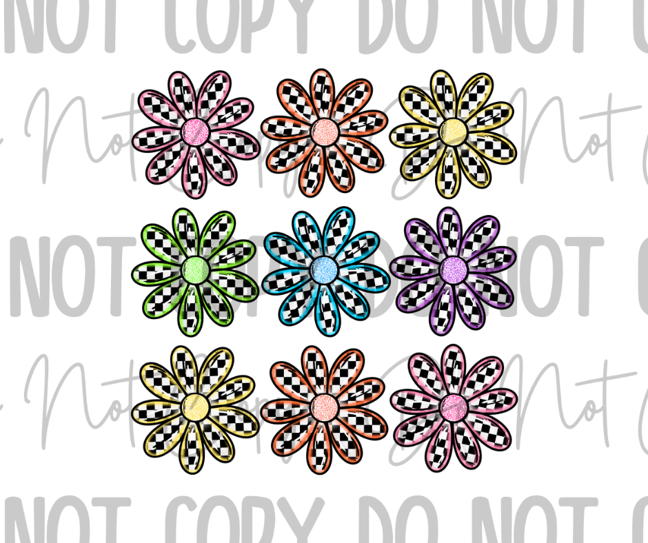 Checkered Flowers DTF Transfer