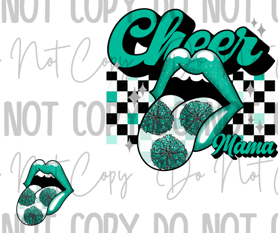 Teal Cheer Mom DTF Transfer