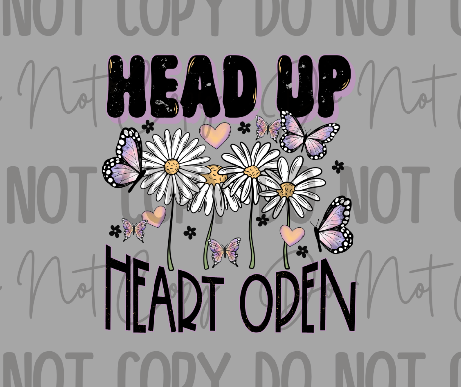 Head up Heart Open DTF Transfer