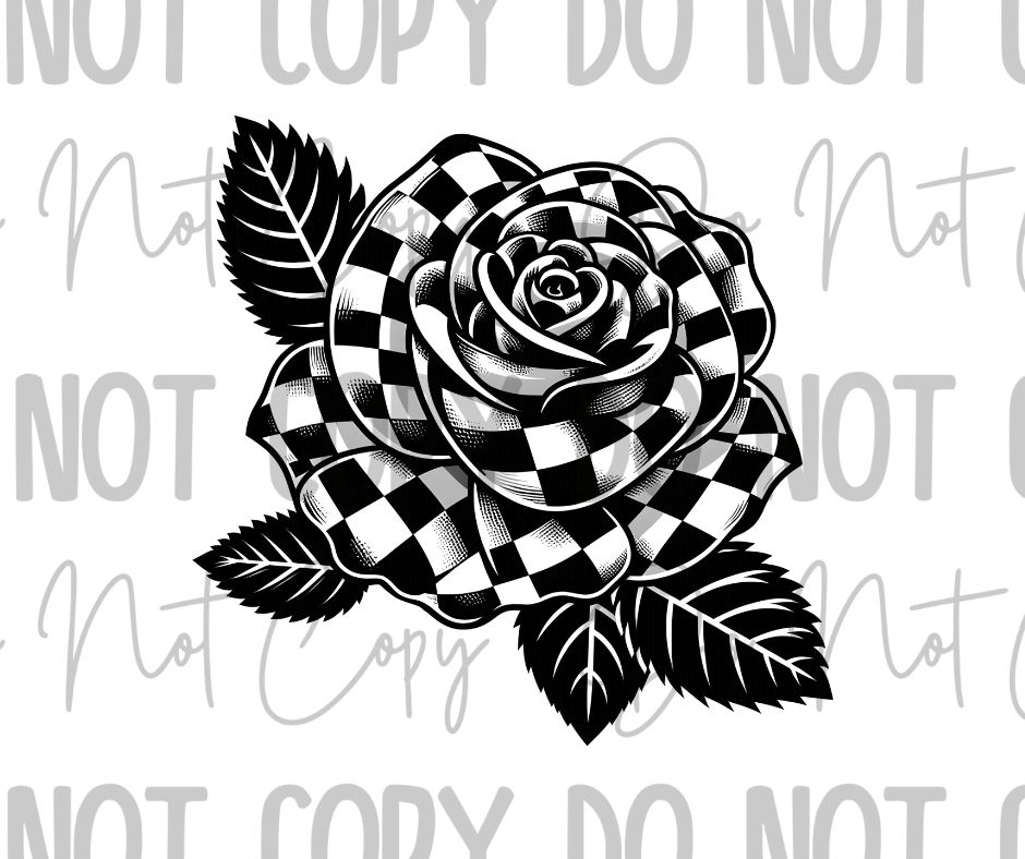 Checkered Rose DTF Transfer