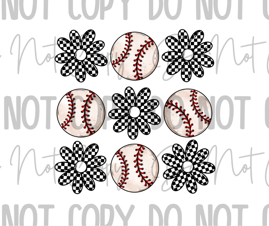 Baseball Flower DTF Transfer