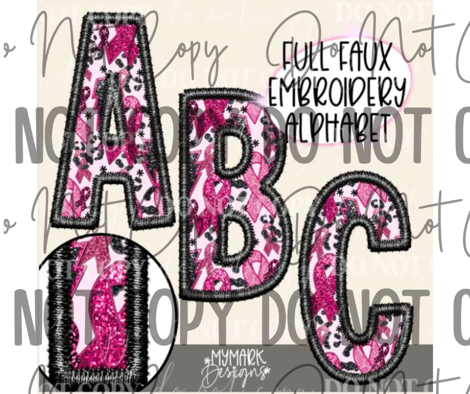 Customizable Faux ABC Breast Cancer DTF Transfer