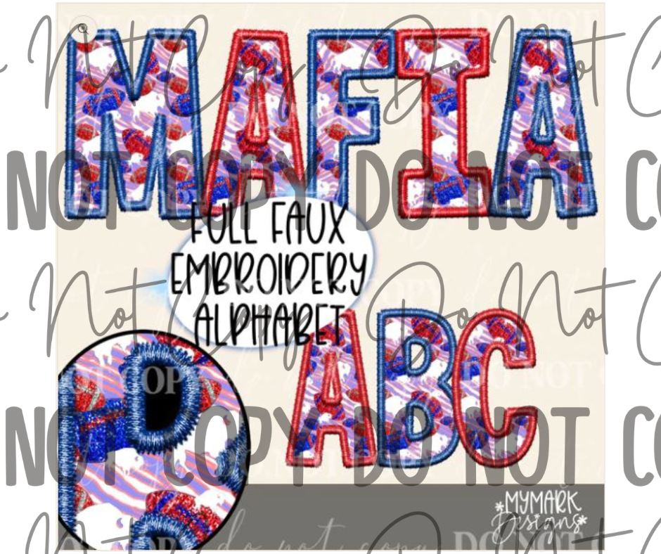 Customizable Faux ABC Football Theme DTF Transfer