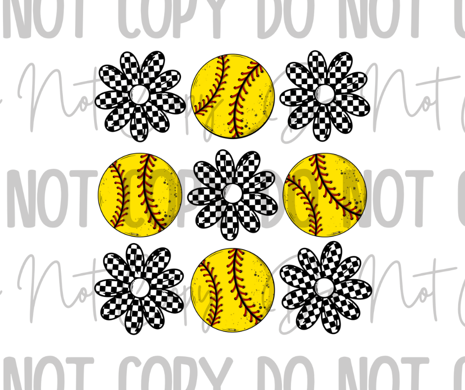 Softball Flower DTF Transfer