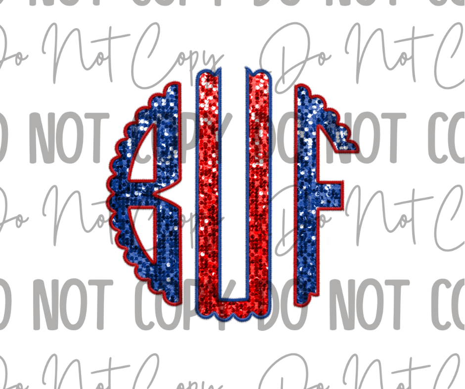 Sequin Monogram BUF DTF Transfer