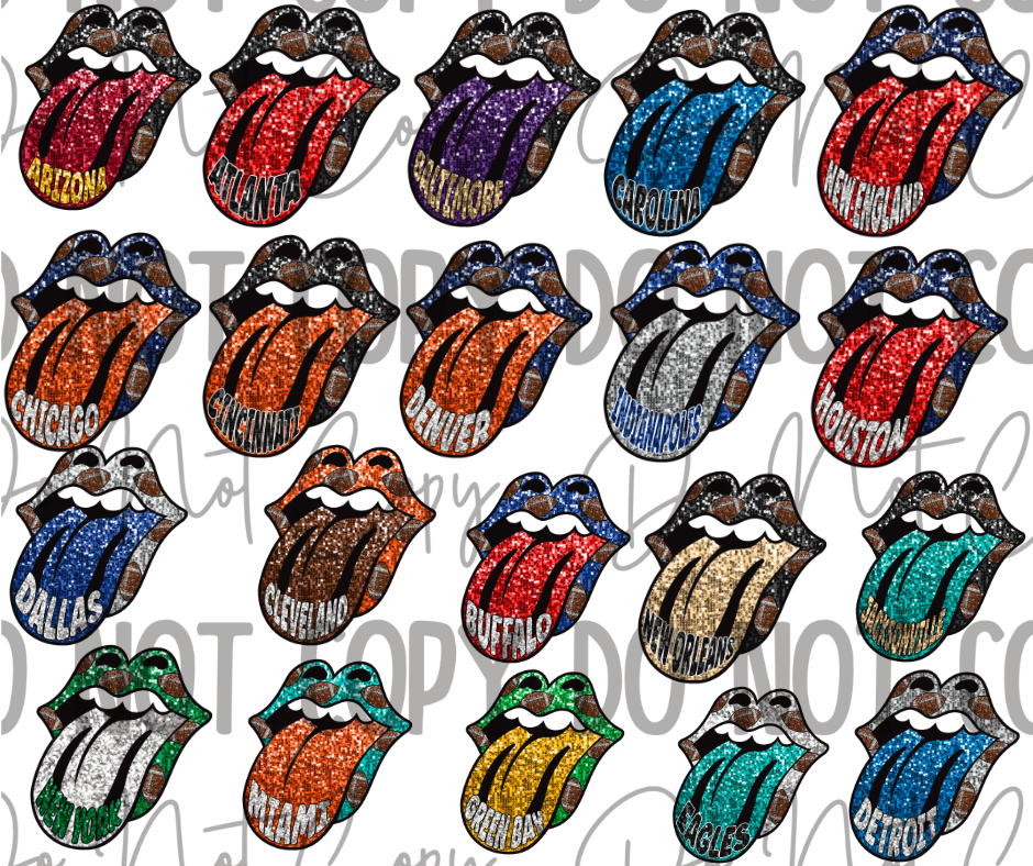 Football Sequin Tongues DTF Transfer