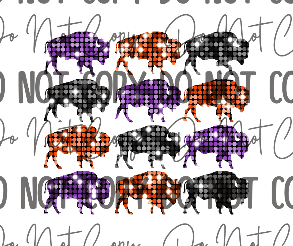 Sequin Lacrosse Buffalos DTF Transfer