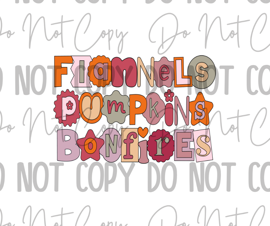 Flannels Pumpkins Bonfires  DTF Transfer