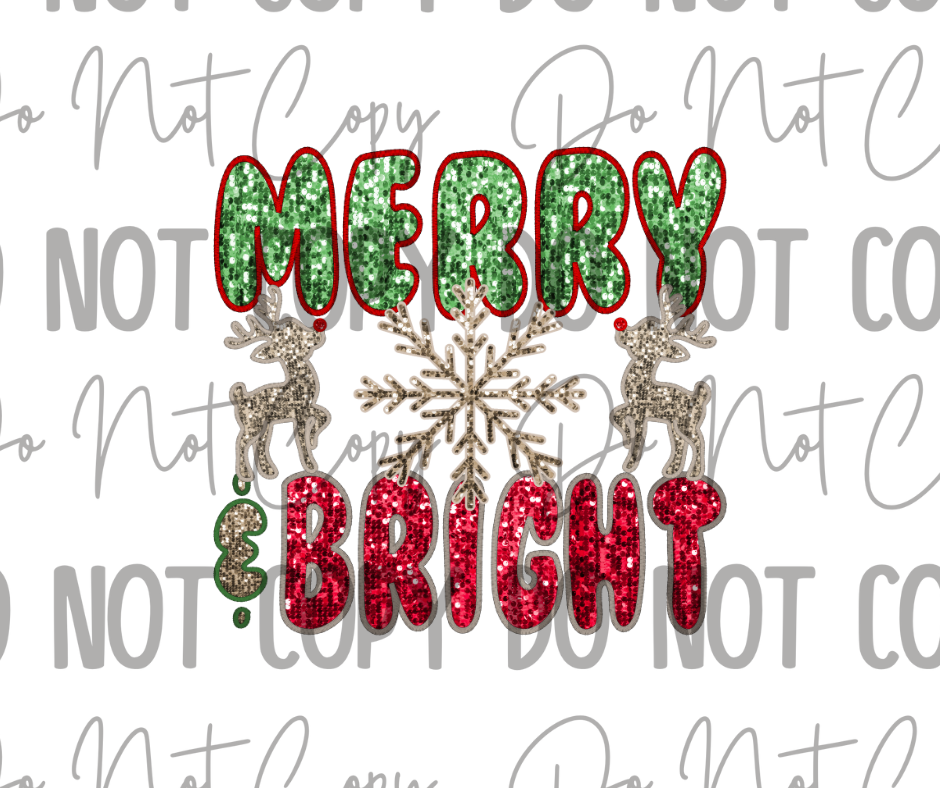 Sequin Merry & Bright DTF Transfer