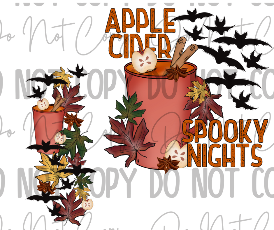 Apple Cider Spooky Nights DTF Transfer