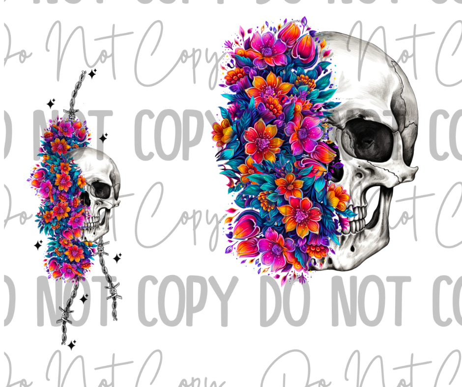Flower Skull DTF Transfer