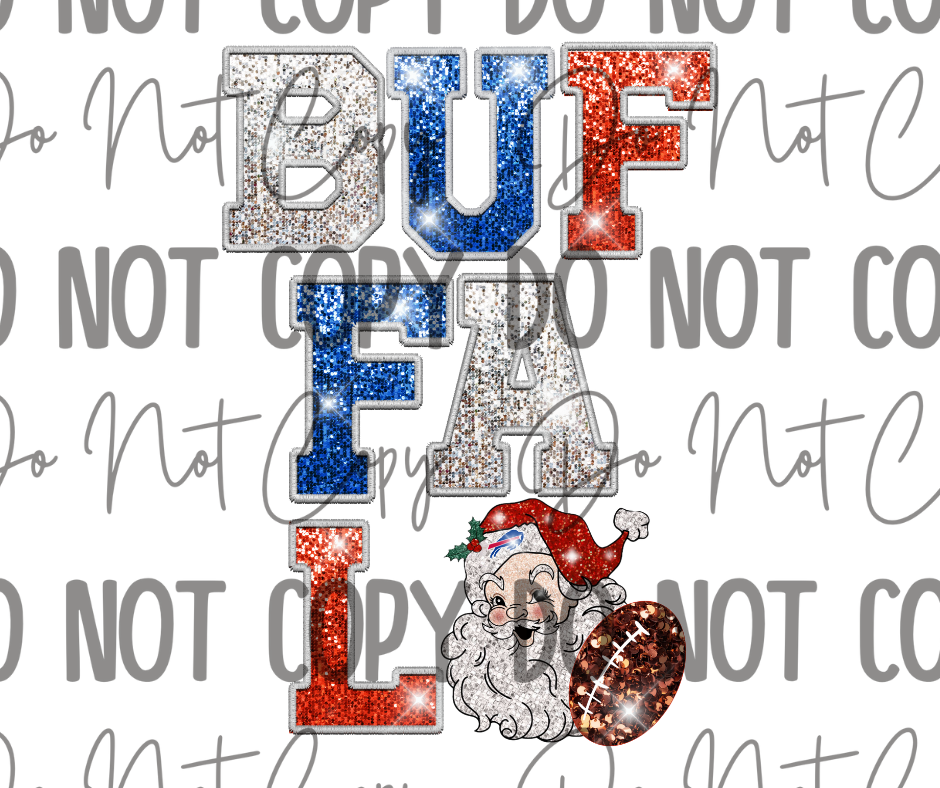 Sequin Buffalo Santa DTF Transfer