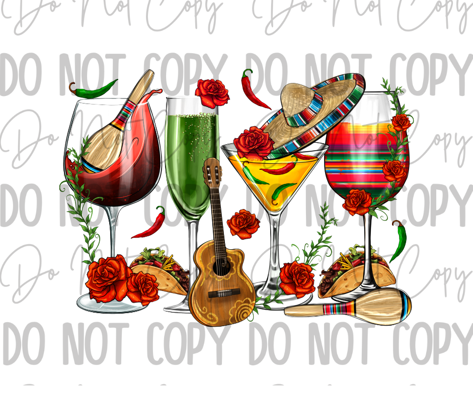 Cinco De Mayo Drinks DTF Transfer