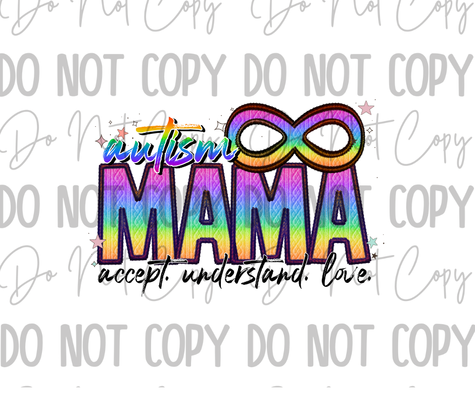 Stitched Autism Mama DTF Transfer