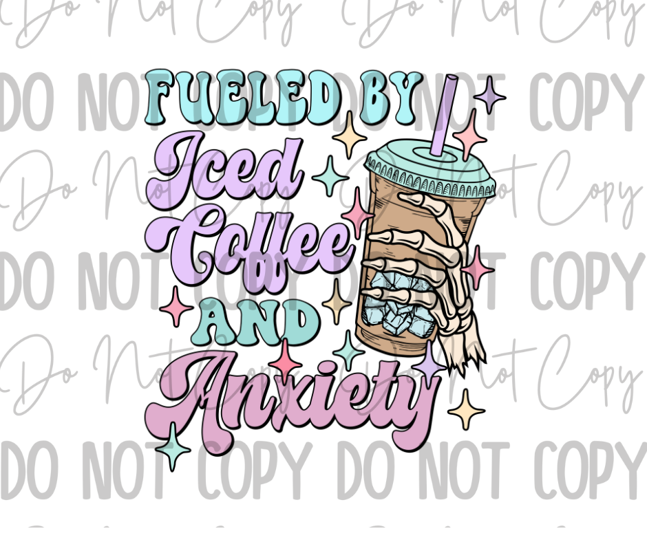 Running On Iced Coffee & Anxiety DTF Transfer