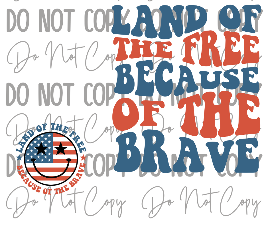 Land Of The Free Because Of The Brave DTF Transfer