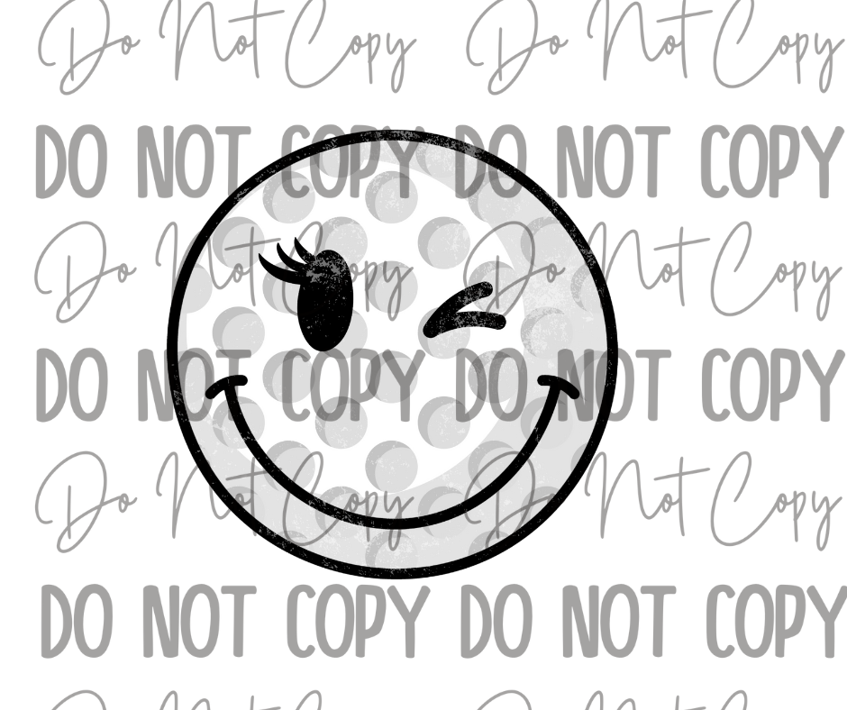 Golf Ball Smiley Face DTF Transfer