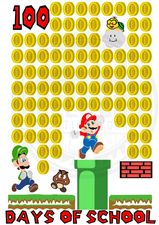 100 Days Of School Mario DTF Transfer