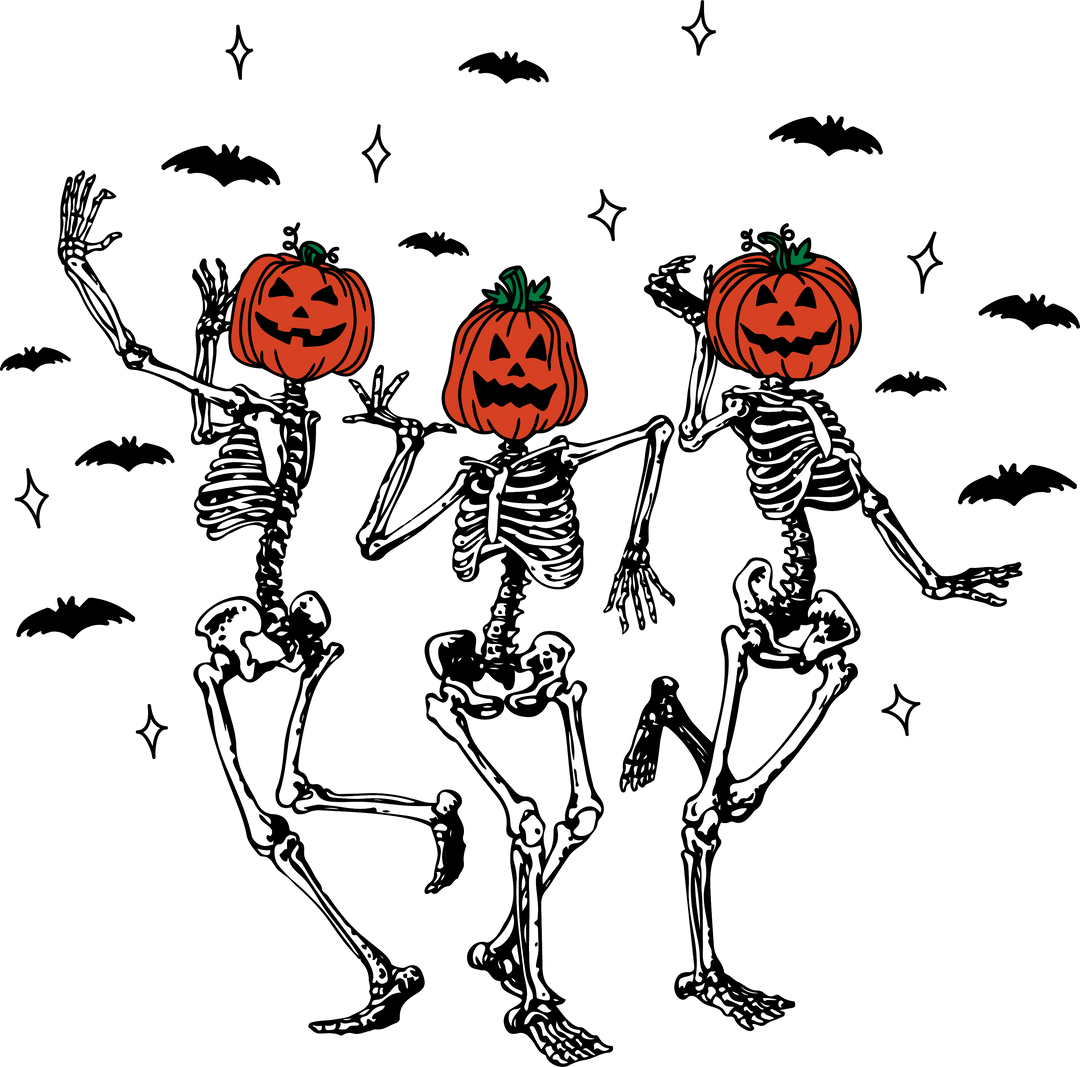 Dancing Skelton Pumpkins DTF Transfer