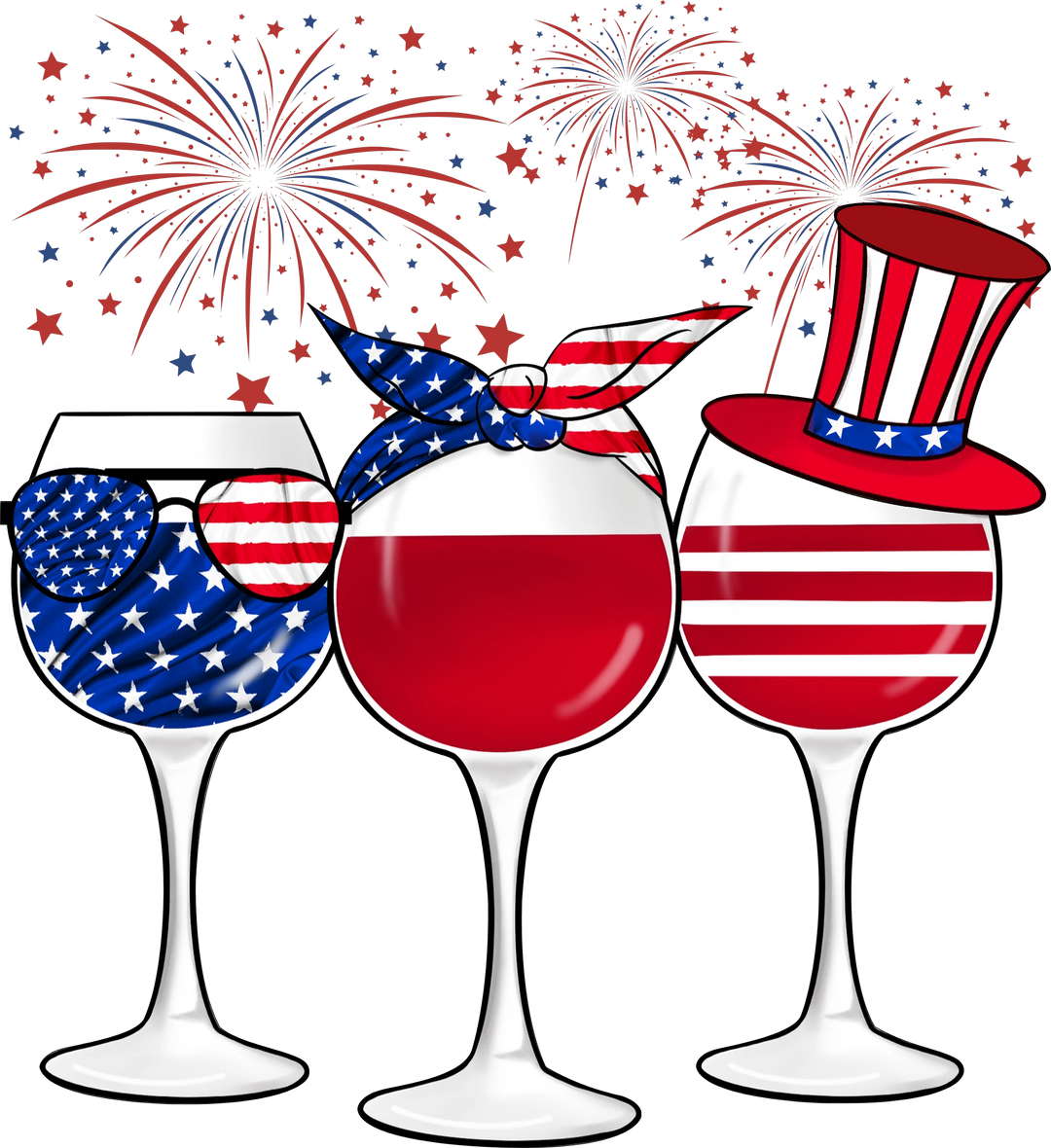 USA Wine Glass DTF Transfer