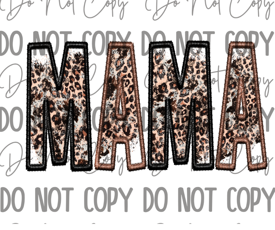 Stitched MAMA Cheetah DTF Transfer