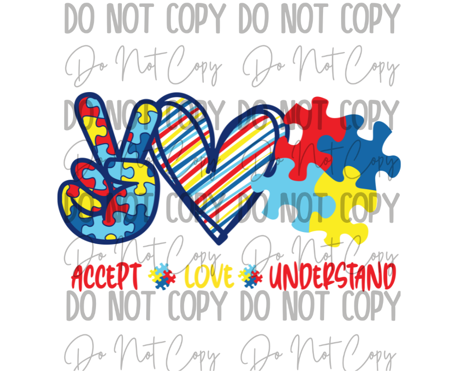 Accept Love Understand DTF Transfer
