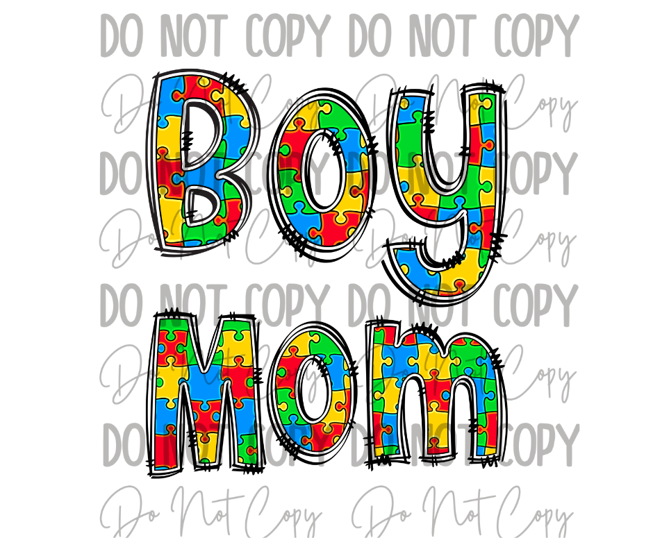 Boy Mom Autism DTF Transfer
