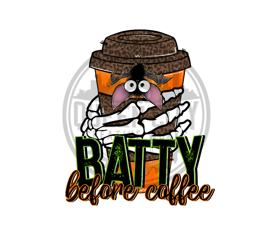 Batty Before Coffee DTF Transfer