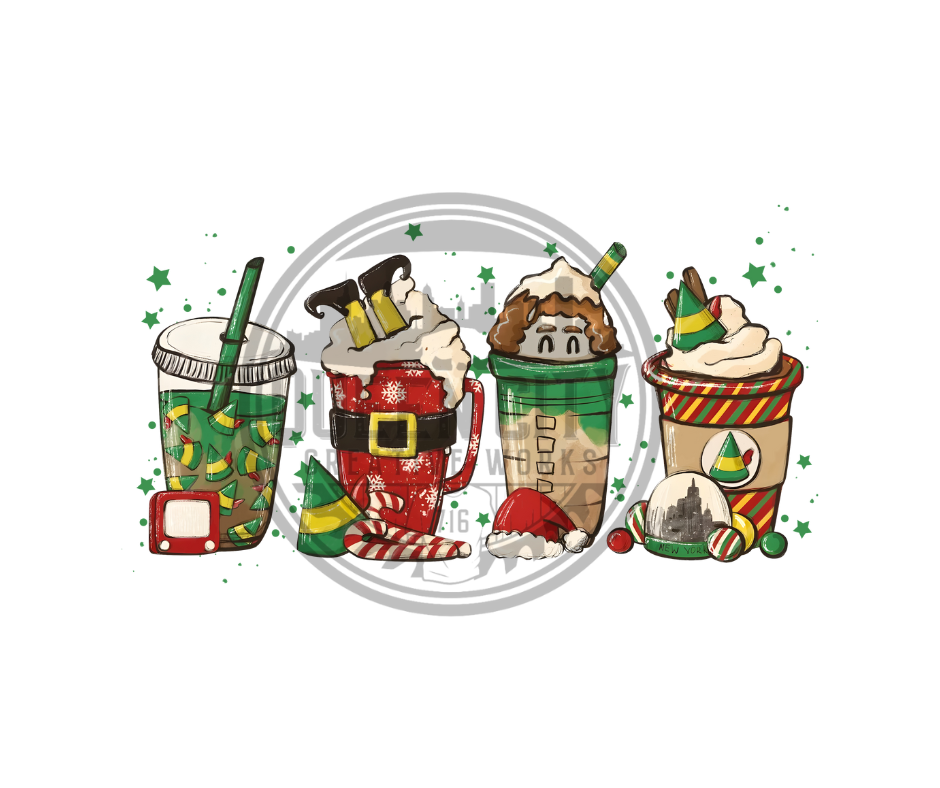 Elf Christmas Coffee DTF Transfer