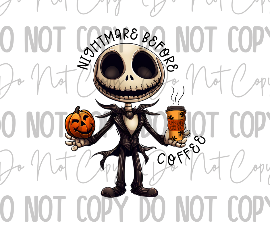 Nightmare Before Coffee DTF Transfer