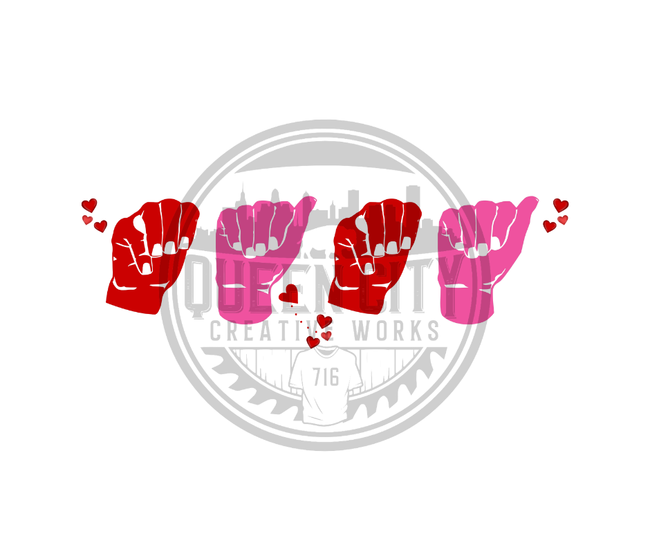 ASL MAMA/MOM Valentines Day DTF Transfer