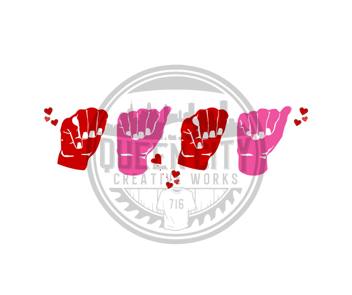 ASL MAMA/MOM Valentines Day DTF Transfer