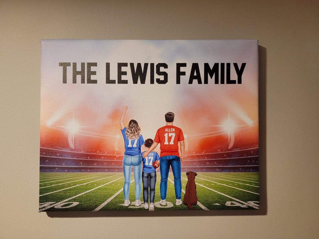 Personalized Football Family Canvas Photo