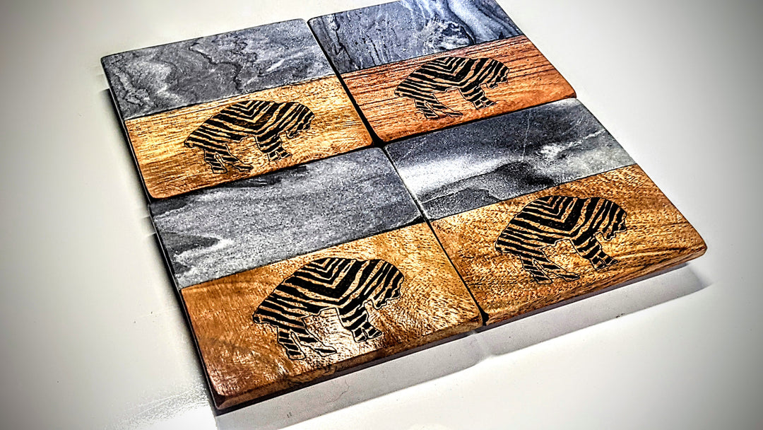 Buffalo Black Marble and Acacia Wood Coaster